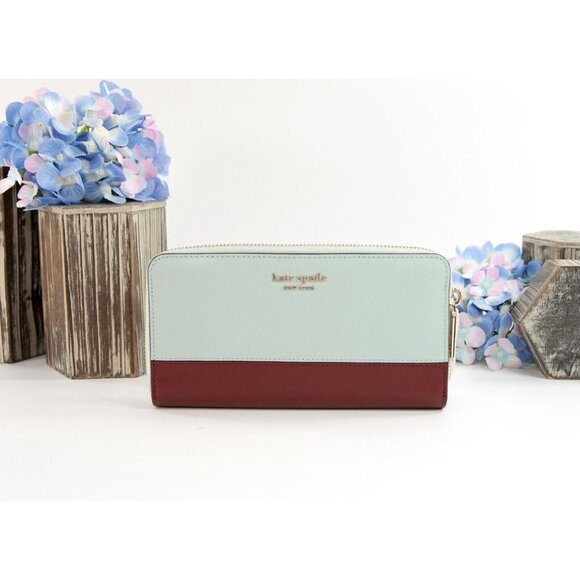 Kate Spade Cold Mist Leather Spencer Zip Around Lacey Wallet NWT - Picture 1 of 5